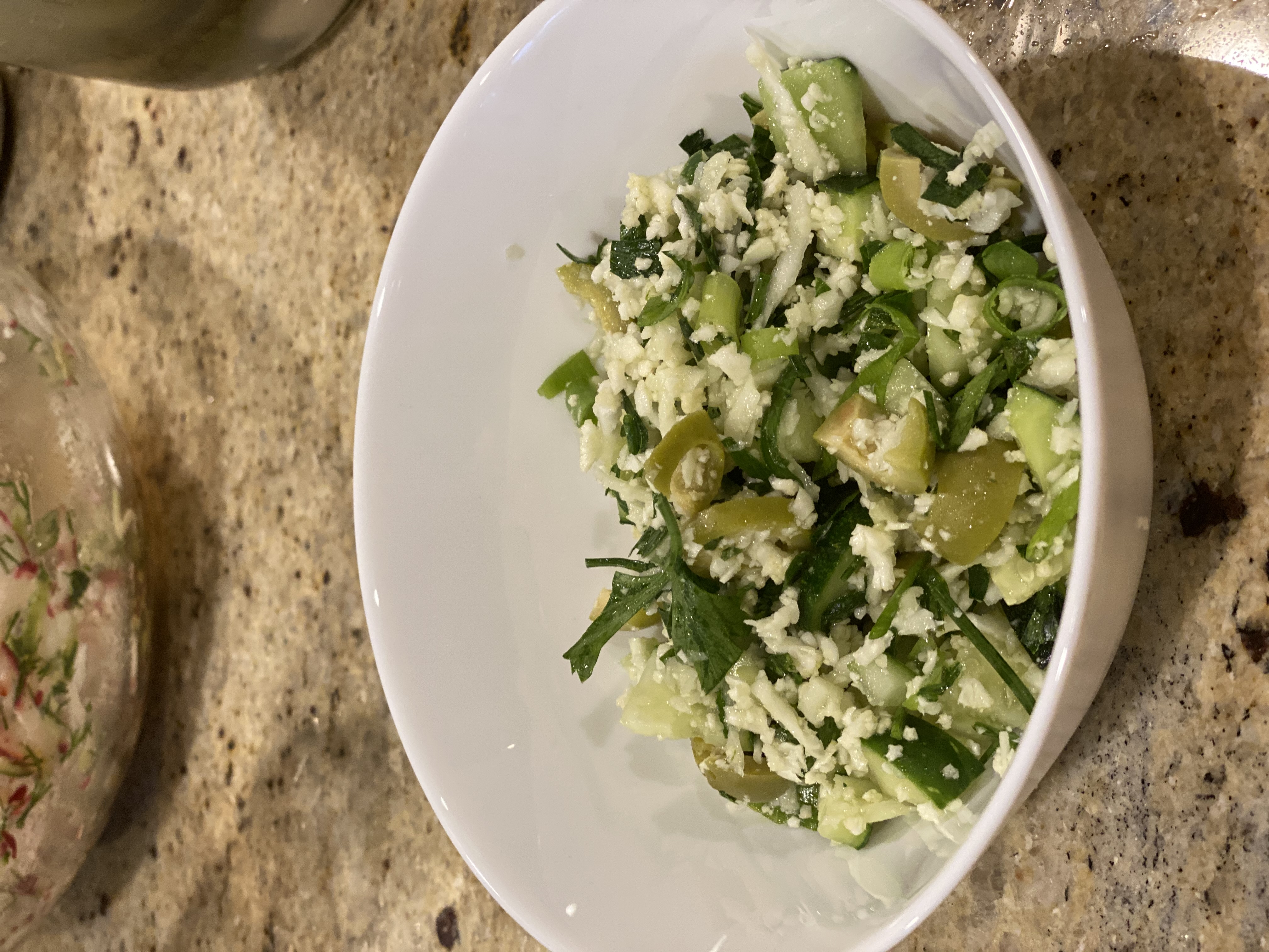 This yummy cauliflower cucumber and olive salad is easy, healthy and most importantly kid friendly. AIP, GAPS and SCD legal!